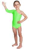 BODY DANZA LYCRA MONOSPALLA MANICA TRE QUARTI VERDE BABY